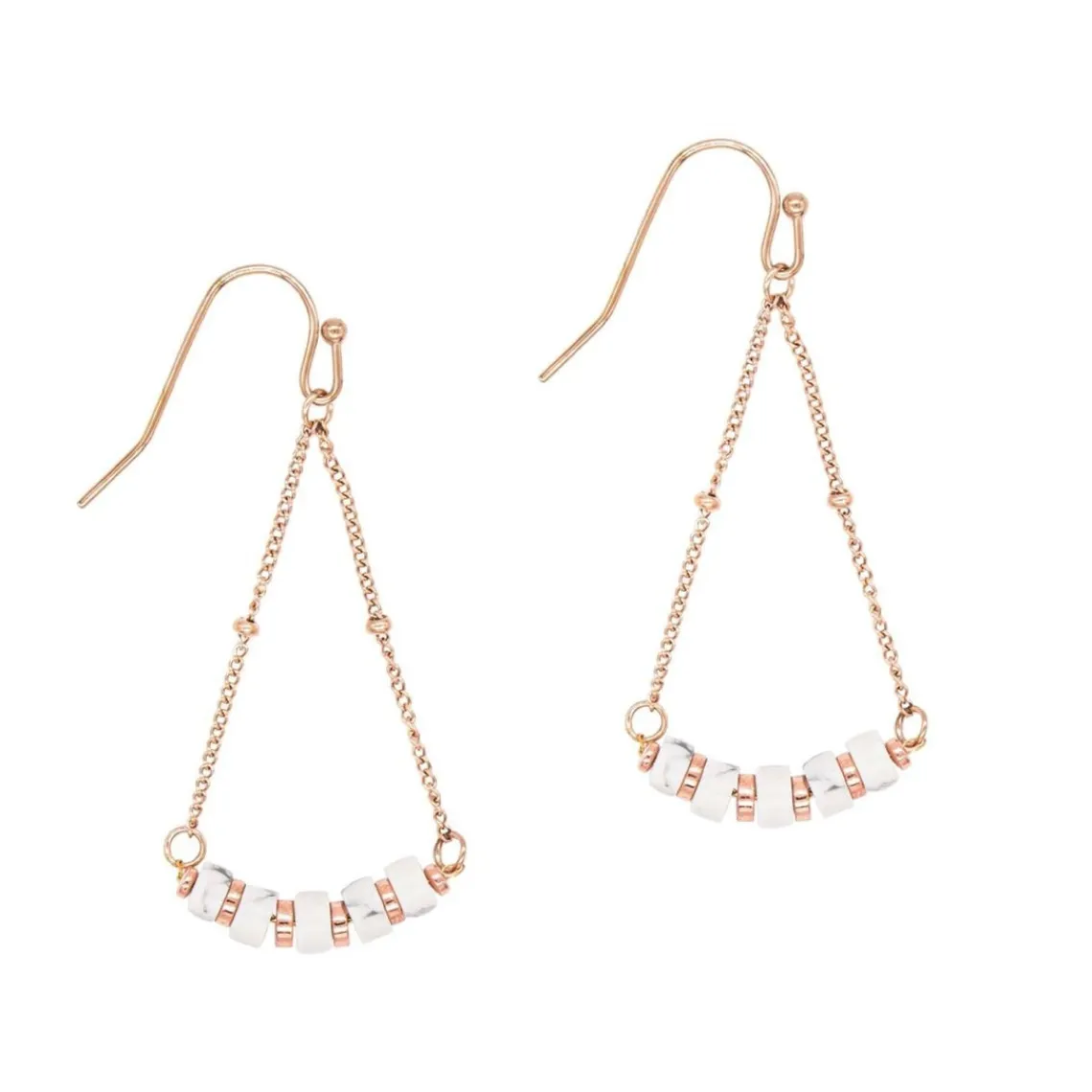 Sloya Boucles oreilles Piana en pierres Howlite | Femme Boucles D'Oreilles