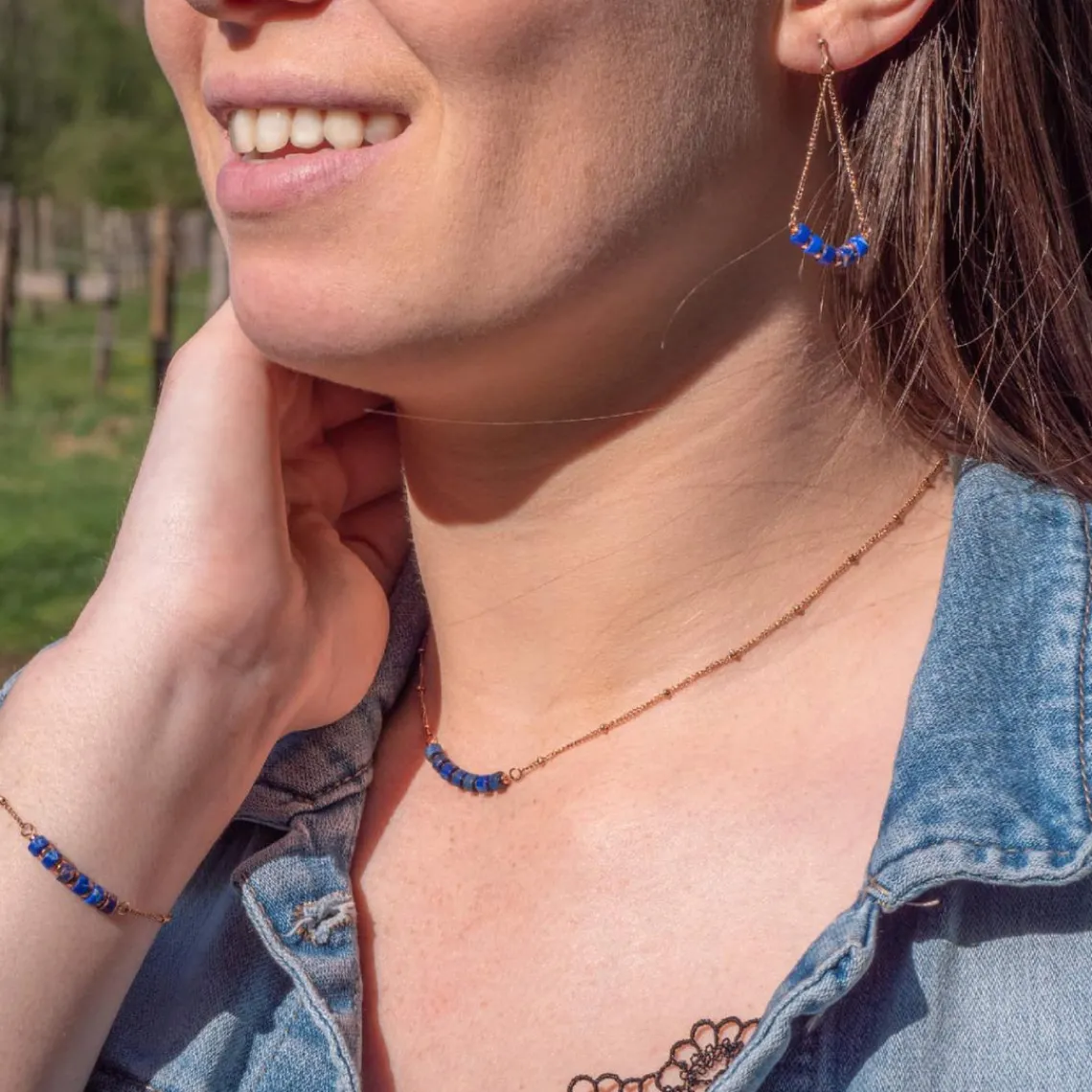 Sloya Boucles oreilles Piana en pierres Lapis-lazuli | Femme Boucles D'Oreilles