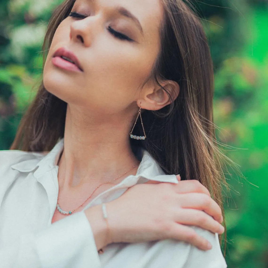 Sloya Boucles oreilles Piana en pierres Amazonite | Femme Boucles D'Oreilles