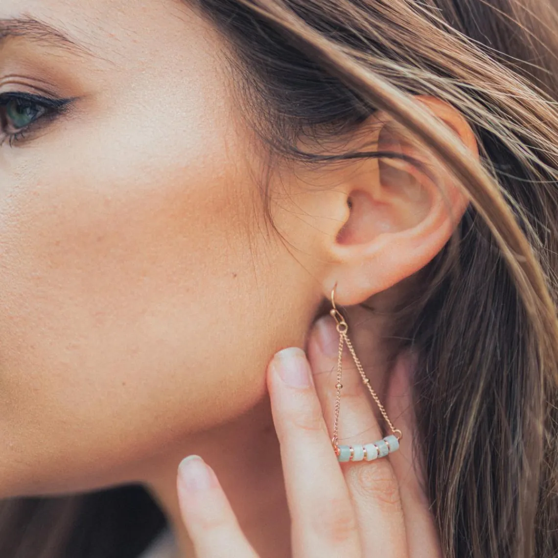 Sloya Boucles oreilles Piana en pierres Amazonite | Femme Boucles D'Oreilles