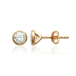 Maison de la Bijouterie Boucles oreilles solitaire plaqué or 5mm Y5ZZ5Z05 | Femme Boucles D'Oreilles