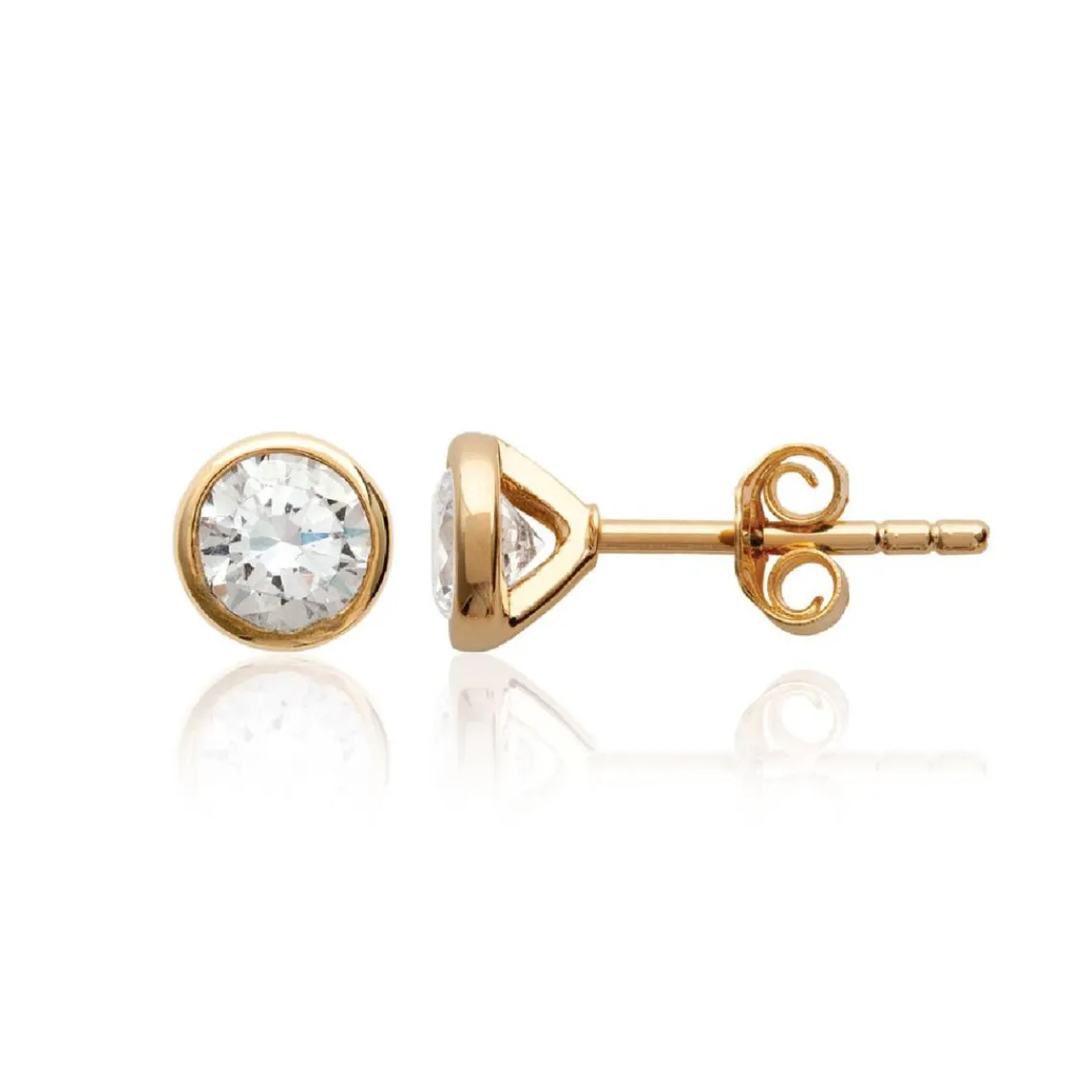 Maison de la Bijouterie Boucles oreilles solitaire plaqué or 5mm Y5ZZ5Z05 | Femme Boucles D'Oreilles