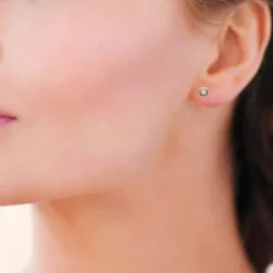 Maison de la Bijouterie Boucles oreilles solitaire plaqué or 2mm Y5ZZ5Z0Y | Femme Boucles D'Oreilles
