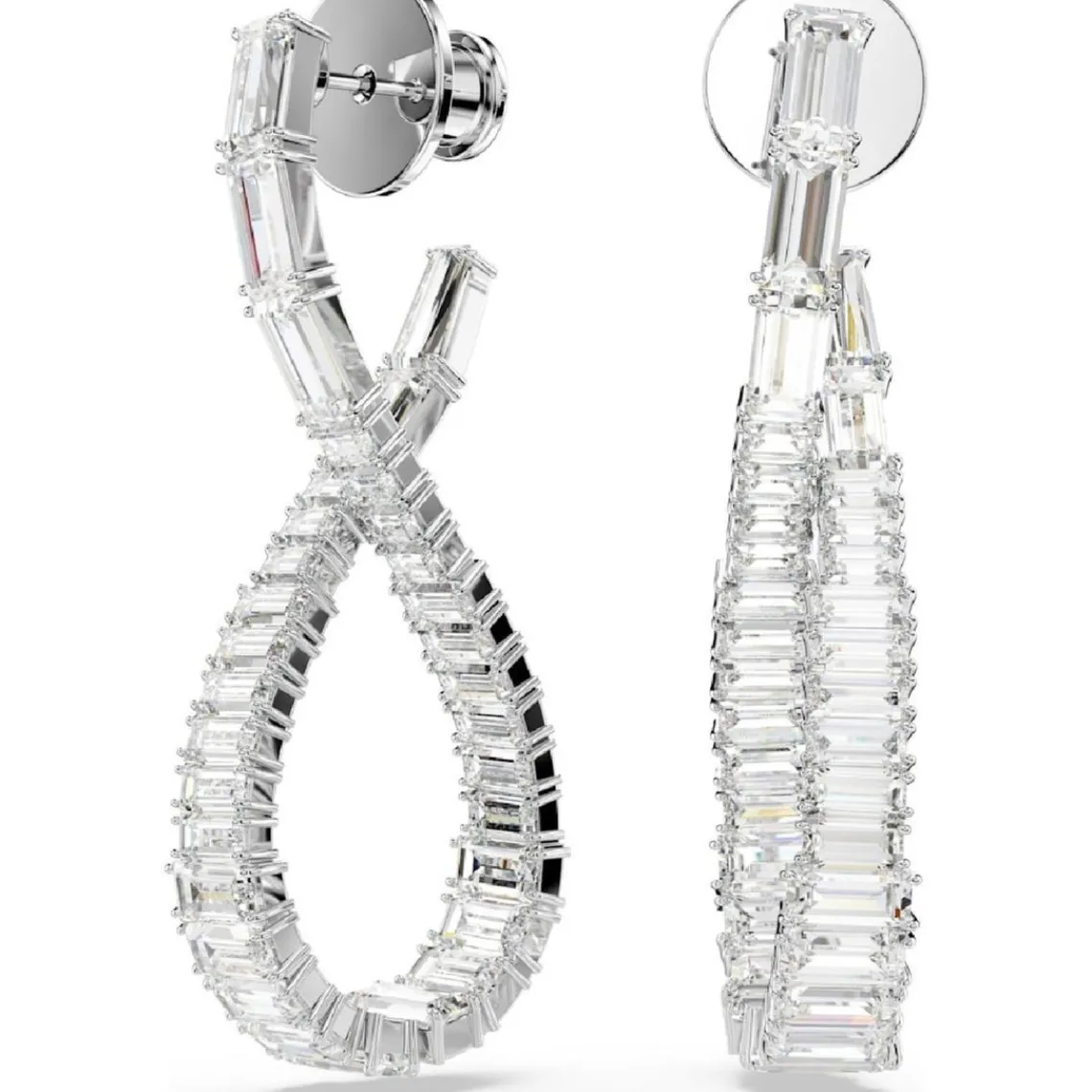 Swarovski Bijoux Boucles oreilles Swarovski Hyperbola Hoop L Twist - 5677628 blanc,argent | Femme Boucles D'Oreilles