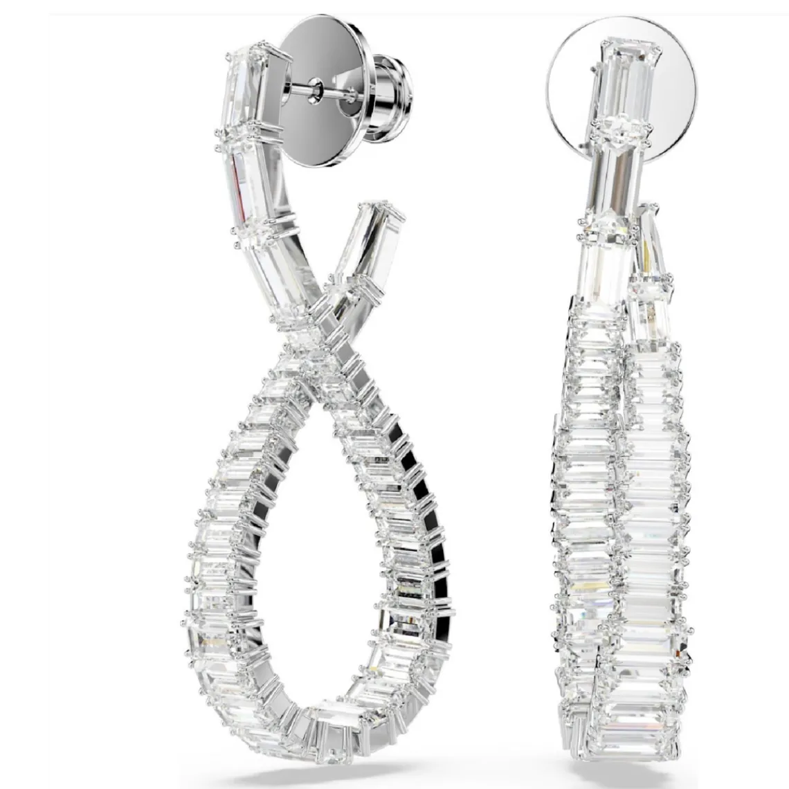 Swarovski Bijoux Boucles oreilles Swarovski Hyperbola Hoop L Twist - 5677628 blanc,argent | Femme Boucles D'Oreilles