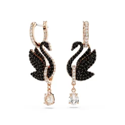 Swarovski Bijoux Boucles oreilles Swarovski Swan - 5678047 noir,doré rose | Femme Boucles D'Oreilles