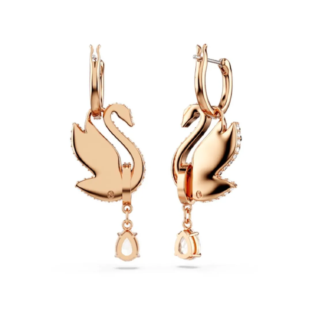 Swarovski Bijoux Boucles oreilles Swarovski Swan - 5678047 noir,doré rose | Femme Boucles D'Oreilles