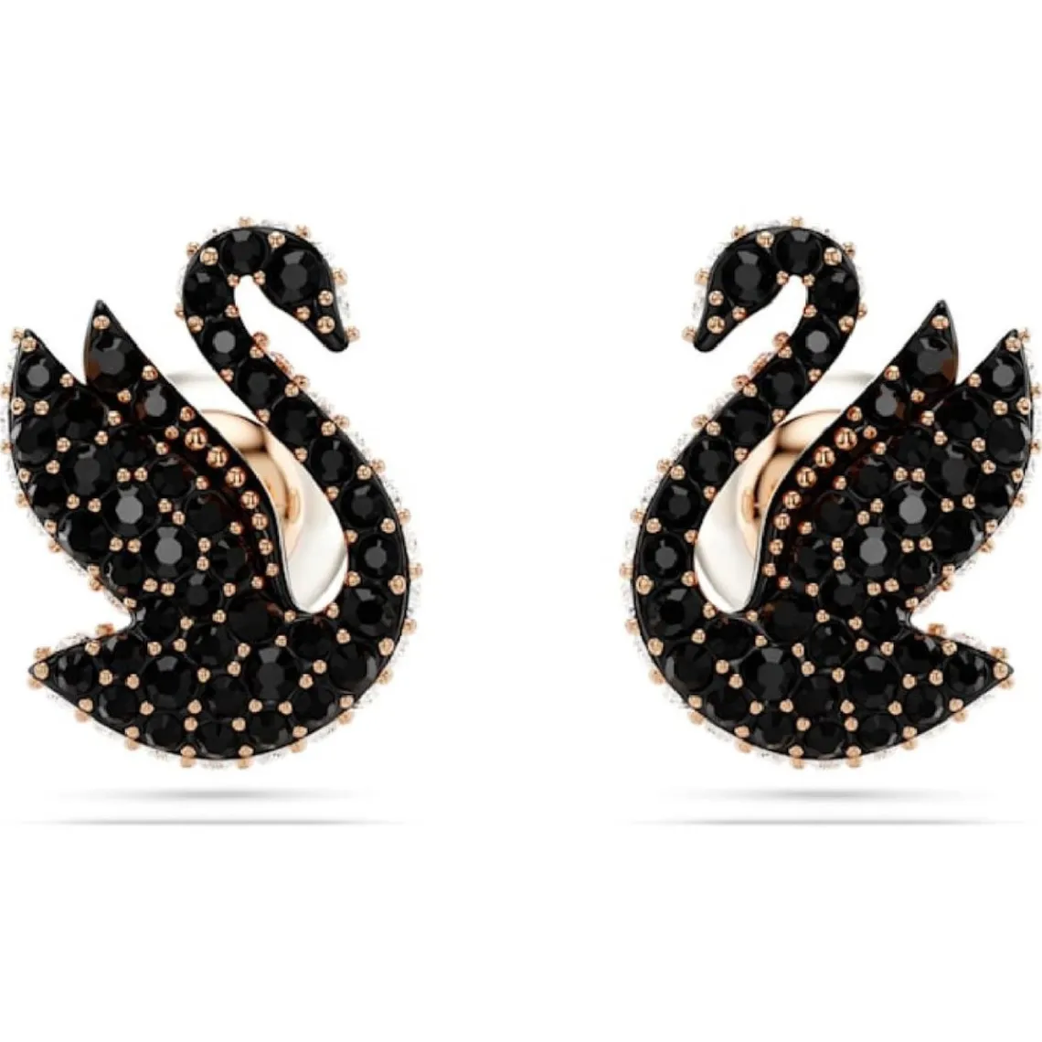 Swarovski Bijoux Boucles oreilles Swarovski Swan - 5684608 noir,doré rose | Femme Boucles D'Oreilles