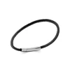 Maison de la Bijouterie Bracelet Homme acier cuir tressé noir 3ZY0UUZU | Homme Bracelet