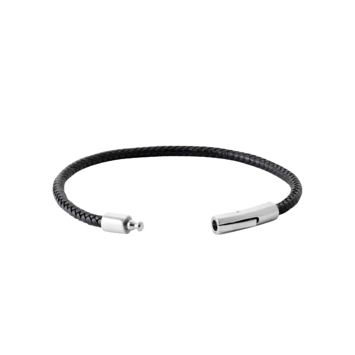 Maison de la Bijouterie Bracelet Homme acier cuir tressé noir 3ZY0UUZU | Homme Bracelet