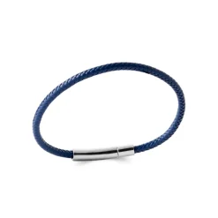 Maison de la Bijouterie Bracelet Homme acier cuir tressé bleu 3ZY0UWZU | Homme Bracelet