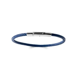 Maison de la Bijouterie Bracelet Homme acier cuir tressé bleu 3ZY0UWZU | Homme Bracelet