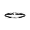 Maison de la Bijouterie Bracelet Homme acier nœud cuir noir 3ZYZY4YZ | Homme Bracelet