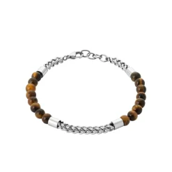 Maison de la Bijouterie Bracelet Homme acier perles œil de tigre 3ZYZYUYZ | Homme Bracelet
