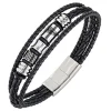 All Blacks Bijoux Bracelet Homme - 682349 Acier, Cuir Couleur Noir, Argent | Homme Bracelet