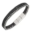 All Blacks Bijoux Bracelet Homme - 682396 Acier, Cuir Couleur Noir, Argent | Homme Bracelet