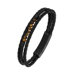All Blacks Bijoux Bracelet Homme All Blacks 682152 - Cuir Noir | Homme Bracelet