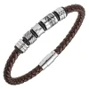 All Blacks Bijoux Bracelet Homme - 682386 Acier, Cuir Couleur Argent, Marron | Homme Bracelet
