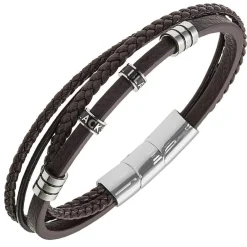 All Blacks Bijoux Bracelet Homme - 682408 Acier, Cuir Couleur Marron | Homme Bracelet