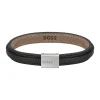 Boss Bijoux Bracelet Homme Grover 1580328S - Cuir, Acier Noir | Homme Bracelet