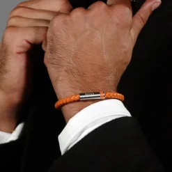 Boss Bijoux Bracelet Homme Ares Single - 1580625 Cuir, Acier Orange | Homme Bracelet