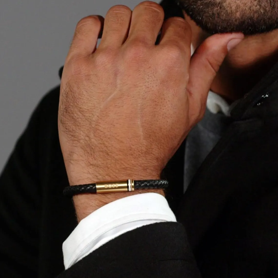Boss Bijoux Bracelet Homme Ares Single - 1580624 Cuir, Acier Doré | Homme Bracelet