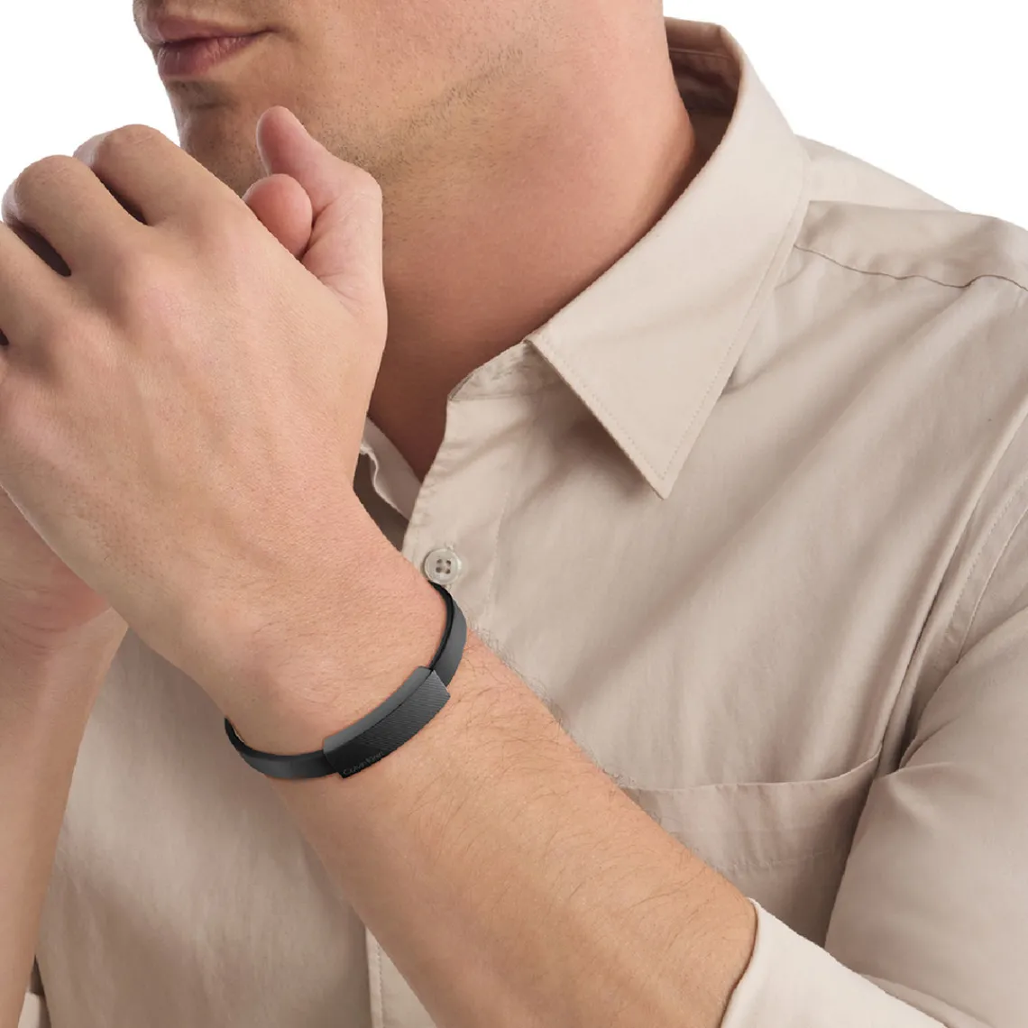 Calvin Klein Bijoux Bracelet Homme - 35000416 Cuir, Acier Noir | Homme Bracelet