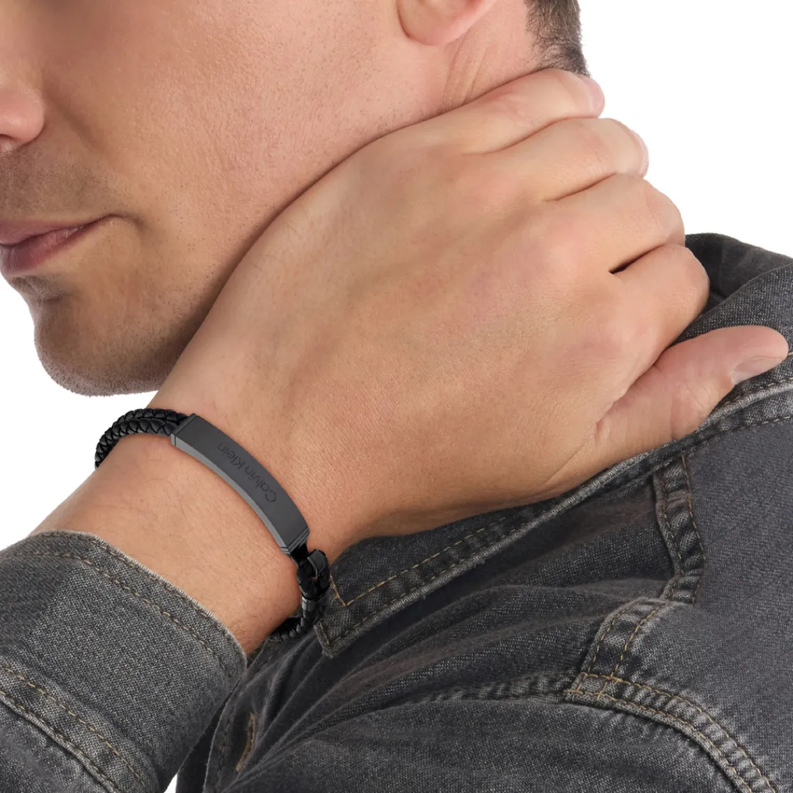 Calvin Klein Bijoux Bracelet Homme - 35000406 Cuir, Acier Noir | Homme Bracelet