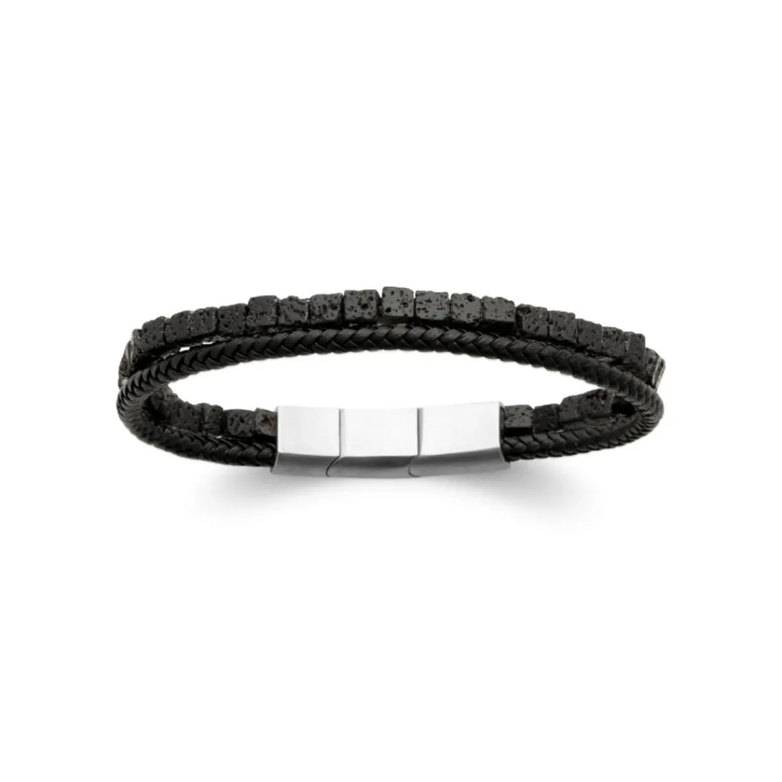 Maison de la Bijouterie Bracelet Homme cuir pierre de lave fantaisie 3ZY0U3YZ | Homme Bracelet