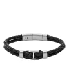 Fossil Bijoux Bracelet Homme JF04202040 en cuir noir | Homme Bracelet