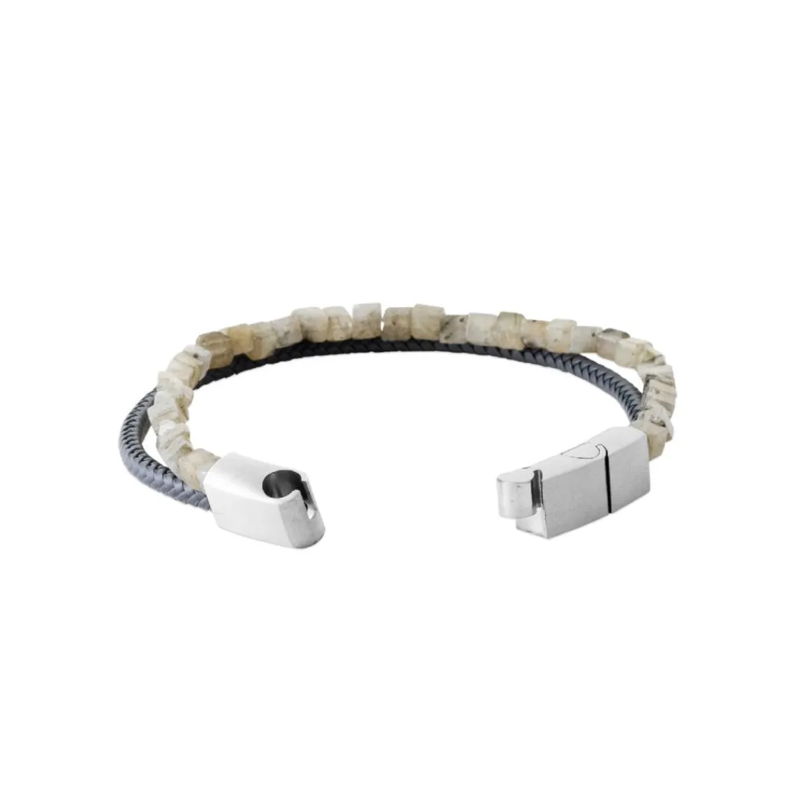 Maison de la Bijouterie Bracelet Homme labradorite cuir noir 3ZY0U5YZ | Homme Bracelet