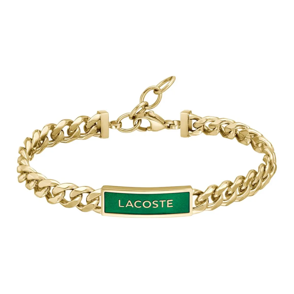 Lacoste Bracelet Homme Fence - 2040323 Acier Doré, Vert Ajustable Circonference Interieure 190 Mm | Homme Bracelet