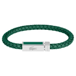 Lacoste Bracelet Homme Rokel - 2040449 Acier, Cuir Noir, Vert | Homme Bracelet