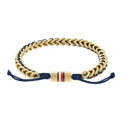 Tommy Hilfiger Bijoux Bracelet Homme Tommy Hilfiger Braided Metal 2790512 - Acier, Nylon Doré, Bleu | Homme Bracelet