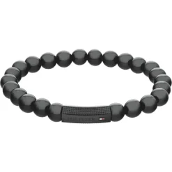 Tommy Hilfiger Bijoux Bracelet Homme Tommy Hilfiger Beads - 2790581 Acier Noir Ajustable Circonference Interieure : 180Mm | Homme Bracelet