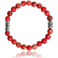 Lauren Steven Bracelet Design ML056 - Bracelet En Pierre Naturelle Pierre Impériale Rouge Homme | Homme Bracelet