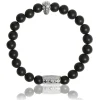 Lauren Steven Bracelet Design ML016 - Bracelet En Pierre Naturelle Onyx Noir Mat Homme | Homme Bracelet