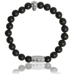Lauren Steven Bracelet Design ML016 - Bracelet En Pierre Naturelle Onyx Noir Mat Homme | Homme Bracelet