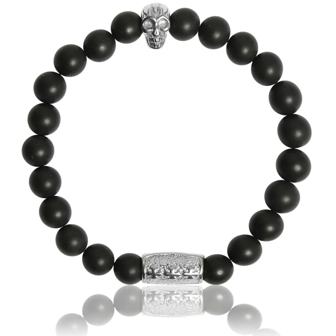 Lauren Steven Bracelet Design ML016 - Bracelet En Pierre Naturelle Onyx Noir Mat Homme | Homme Bracelet
