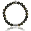 Lauren Steven Bracelet Design ML004 - Bracelet En Pierre Naturelle Oeil de Tigre Bleu Homme | Homme Bracelet