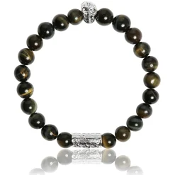 Lauren Steven Bracelet Design ML004 - Bracelet En Pierre Naturelle Oeil de Tigre Bleu Homme | Homme Bracelet