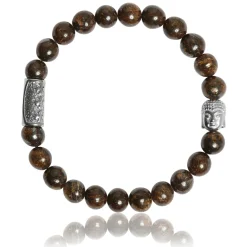 Lauren Steven Bracelet Design ML053 - Bracelet En Pierre Naturelle Bronzite Homme | Homme Bracelet