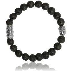 Lauren Steven Bracelet Design ML032 - Bracelet En Pierre Naturelle Pierre de Lave Homme | Homme Bracelet