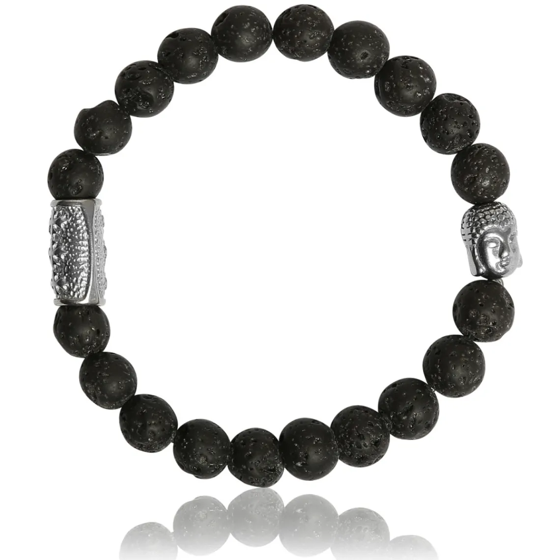 Lauren Steven Bracelet Design ML032 - Bracelet En Pierre Naturelle Pierre de Lave Homme | Homme Bracelet