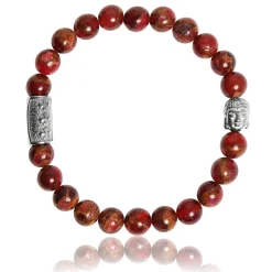 Lauren Steven Bracelet Design ML076 - Bracelet En Pierre Naturelle Jaspe Rouge Homme | Homme Bracelet
