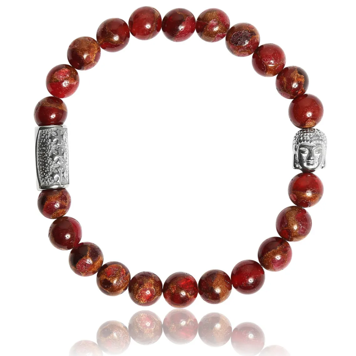 Lauren Steven Bracelet Design ML076 - Bracelet En Pierre Naturelle Jaspe Rouge Homme | Homme Bracelet
