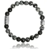 Lauren Steven Bracelet Design ML046 - Bracelet En Pierre Naturelle Obsidienne Flocon de Neige Homme | Homme Bracelet