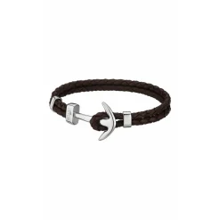 Lotus Style Bijoux Bracelet Lotus Style LS1832-2-5 - Bracelet Urban Man Double Tressés Marron Ancre Acier Homme | Homme Bracelet
