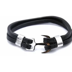 Redskins Bracelet 285122 - Bracelet Ancre Noir Cuir Homme | Homme Bracelet
