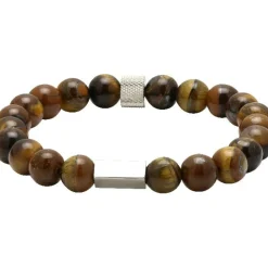 Rochet Bracelet B286003 - ZEN Perles Quartz Oeil de Tigre Acier Moleté Homme | Homme Bracelet